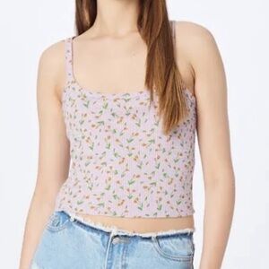INTIMATELY FREE PEOPLE One Of The Girls Cropped Floral Brami Tank Top Medium